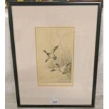 JACKSON SIMPSON LEAVING THE REEDS SIGNED IN PENCIL FRAMED ETCHING 25.5 X 15.