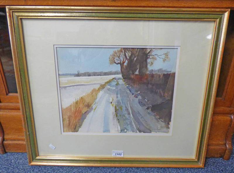 RON STENBERG WEST OF BALMERINO SIGNED TO REVERSE FRAMED WATERCOLOUR 28 X 36 CM