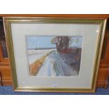 RON STENBERG WEST OF BALMERINO SIGNED TO REVERSE FRAMED WATERCOLOUR 28 X 36 CM