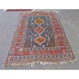 EASTERN RUG DECORATED WITH BLUE & RED, ETC,