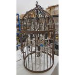 21ST CENTURY METAL & CUT GLASS BIRDCAGE CHANDELIER 75CM Condition Report: 74cm tall.