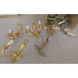 GOOD SELECTION OF GILT WALL SCONCE LIGHTS IN ONE BOX