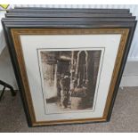 8 BLACK & GILT FRAMES WITH VARIOUS PRINTS OF OIL WORKS 49 X 34 CM - TO BE SOLD PLUS VAT ON THE