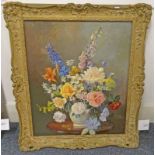 ERNEST PAYNE JUG OF FLOWERS SIGNED FRAMED OIL PAINTING 61 X 49 CM