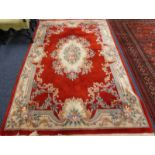 RED FLORAL DECORATED CARPET 280 X 180 CM