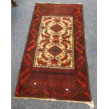 RED & BLACK MIDDLE EASTERN RUG,