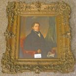 GILT FRAMED OIL PAINTING OF A SEATED GENTLEMAN,