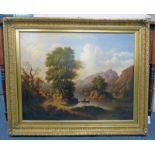 CIRCLE OF ALEXANDER NASMYTH THE FERRY GILT FRAMED OIL PAINTING 68 X 93 cm - TO BE SOLD PLUS VAT