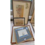 GILT FRAMED WATERCOLOUR OF A MASTED SAILING SHIP SIGNED J NICOLL PHILLIPS,