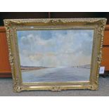 ARTHUR A PARK COASTAL SCENE SIGNED GILT FRAMED OIL PAINTING 44 X 59 CMS