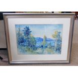 ROSAMOND CAMPBELL, TOWARDS THE LOCH, SIGNED, FRAMED WATERCOLOUR,