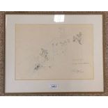 TOM CARR 1ST WHIP DONALD CORBETT SIGNED & DATED 1968 GILT FRAMED PENCIL STUDY 24 X 33 CM