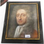 FRAMED OIL ON BOARD OF A 18TH CENTURY GENTLEMAN, OLD DOIG WILSON LABEL TO REAR, 30 X 24 CM,