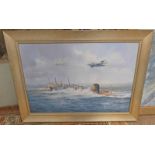 NEIL FOGGO FIRST LOOK AT THE TARGET FRAMED OIL PAINTING SIGNED 49 X 79CM