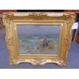 W B LAMMOND GATHERING BAIT SIGNED GILT FRAMED OIL PAINTING 35 X 45 CM Condition Report: