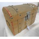 SMALL 19TH CENTURY DOMED TOPPED LUGGAGE TRUNK, POINTED METAL STUDS TO TOP, CARRY HANDLES TO SIDES,