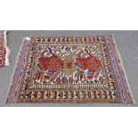 EASTERN RUG WITH FAWN & RED DECORATION,