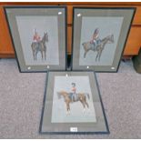 5TH PCW DRAGOON GUARDS MONOGRAMMED TTL SET OF 3 FRAMED WATERCOLOURS 37 X 26 CM