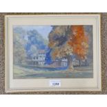 CECIL KING HOUSE BY THE LAKE SIGNED & DATED 1907 FRAMED WATERCOLOUR 17 X 27 CM