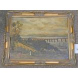 SCOTTISH SCHOOL VIEW OF THE TAY UNSIGNED FRAMED OIL PAINTING 29 X 39 CM