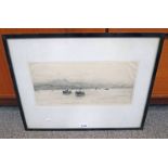 W L WYLLIE ARTHUR'S SEAT SIGNED FRAMED ETCHING 16 X37 CM Condition Report: Frame in