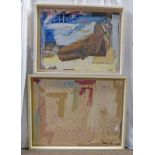 D KRAMER TWO FRAMED PAINTINGS FIGURES OF A LADY'S BOTH SIGNED 69 X 90 CM