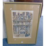 JAMES MILLER RSA CHURCH STEPS FRAMED WATERCOLOUR 52 X 35 CM