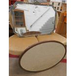 ART DECO STYLE METAL RIMMED MIRROR AND AN OVAL MIRROR -2-