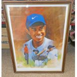 FRAMED TIGER WOODS LIMITED EDITION PRINT,