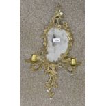 20TH CENTURY GILT METAL MIRRORED WALL SCONCE 51CM TALL