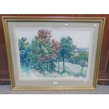 J REVILLE TREES SIGNED FRAMED WATERCOLOUR 39 X 54 CM