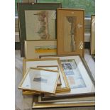 SELECTION OF FRAMED PRINTS, PICTURES ETC TO INCLUDE A WATERCOLOUR BY V.A.