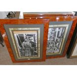 6 WALNUT EFFECT FRAMES WITH VARIOUS PRINTS OF OIL WORKS - 49 X 32 CM - TO BE SOLD PLUS VAT ON THE