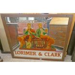 FRAMED ADVERTISING PUB MIRROR: LORIMER AND CLARK, THE HOUSE OF BETTER BEER,