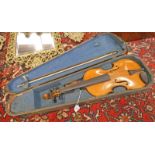 VIOLIN WITH NICOLOUS UMATI LABEL TO INCLUDE, ONE PIECE BACK,