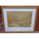 GEORGE MELVIN RENNIE, HIGHLAND RIVER SCENE, SIGNED, GILT FRAMED WATERCOLOUR,