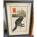 BARBARA ROBERTSON LUCKY FOR SOME SIGNED FRAMED LINO PRINT