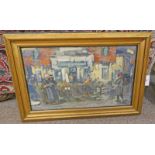 JOHN R GREIG CONTINENTAL MARKET SCENE UNSIGNED FRAMED OIL PAINTING 35 X 60 CM