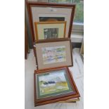 SELECTION OF FRAMED PICTURES, PRINTS ETC TO INCUDE WATERCOLOUR BY KEN JOHNSON,