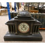 BLACK SLATE MANTLE CLOCK WITH CORINTHIAN COLUMNS,