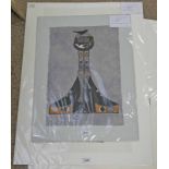 BARBARA ROBERTSON AVARAT UNFRAMED LINOCUT 2 / 8 62 X 47CM