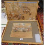 2 FRAMED PASTELS, BOTH INDISTINCTLY SIGNED,