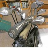 GOLF CLUBS IN BAG TO INCLUDE SCHRADER PUTTER, BIG BERTHA, ADAMS GOLD SUPER S IDEA,