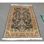 MIDDLE EASTERN CARPET WITH BLACK & CREAM DECORATION,