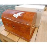 BOXED HILLWOOD DOME TOPPED WALNUT HUMIDOR 18CM TALL