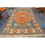 PINK, BLUE & CREAM MIDDLE EASTERN CARPET,