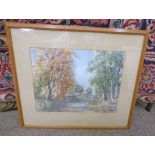 JACKSON SIMPSON ON THE COUNTESSWELLS ROAD SIGNED FRAMED WATERCOLOUR 31 X 41 CM