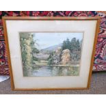 JACKSON SIMPSON THE LOCH OF ABOYNE SIGNED FRAMED WATERCOLOUR 31 X 40 CM
