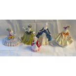 5 ROYAL DOULTON FIGURES : REGAL LADY, SUNDAY BEST, SIMONE,