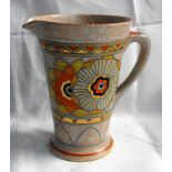 CROWN DUCAL CHARLOTTE RHEAD FLORAL DECORATED TAPERING JUG - 17.